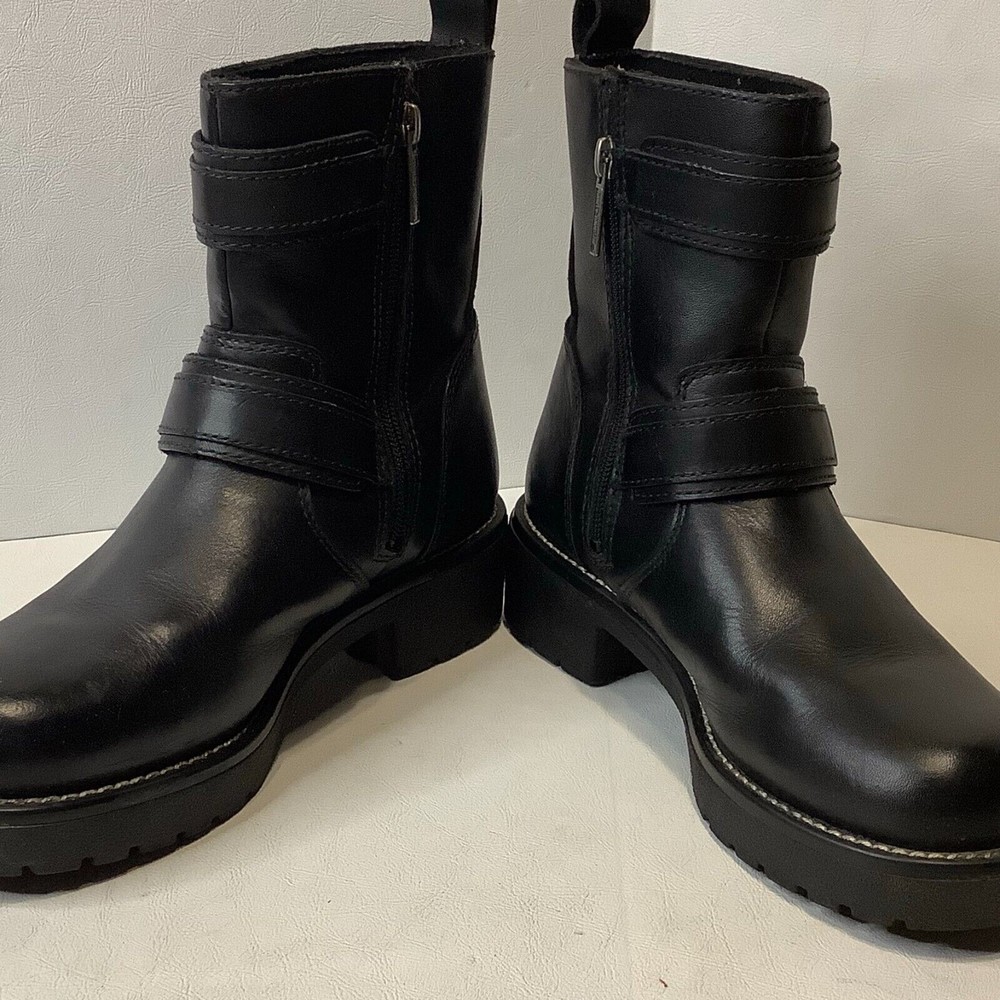 Harley Davidson Womens Black Leather Zip Motorcycle Boots 84009 USA Sz 8.5 - Picture 4 of 10